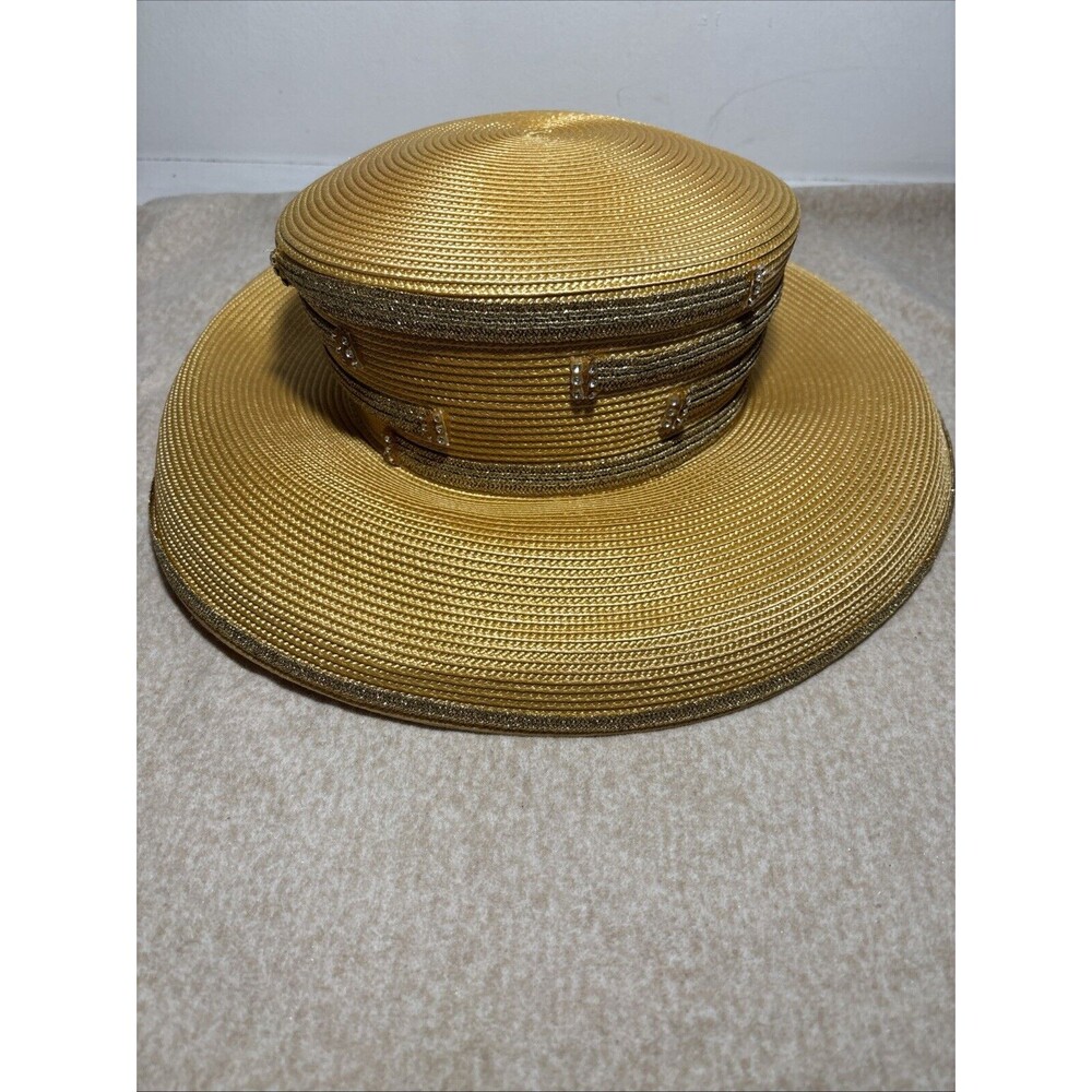 VTG Mr Song Millinery Women’s Rhinestone Festivals Parties Church Hat  mustard
